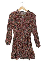 Vorschaubild 1 von Damen Kleid Blumenmuster Boho Langarm Rüschen Gr. S 36