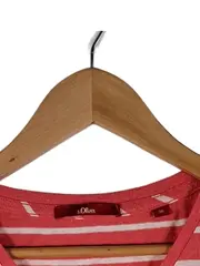 Vorschaubild 3 von Damen T-Shirt Gr. 36/S Rot Gestreift Kurzarm Baumwolle Freizeit