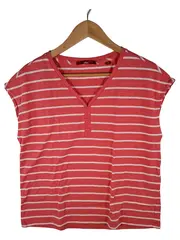 Vorschaubild 1 von Damen T-Shirt Gr. 36/S Rot Gestreift Kurzarm Baumwolle Freizeit