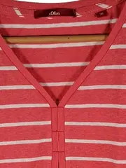 Vorschaubild 2 von Damen T-Shirt Gr. 36/S Rot Gestreift Kurzarm Baumwolle Freizeit