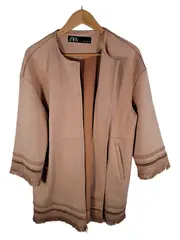 Vorschaubild 1 von Damen Leichte Jacke Fransen Boho Stil Beige Gr. S/36