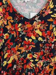 Vorschaubild 3 von Damen T-Shirt Blumenmuster Kurzarm Viskose Mehrfarbig Gr. 46/3XL