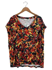 Vorschaubild 1 von Damen T-Shirt Blumenmuster Kurzarm Viskose Mehrfarbig Gr. 46/3XL