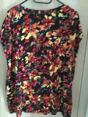 Vorschaubild 2 von Damen T-Shirt Blumenmuster Kurzarm Viskose Mehrfarbig Gr. 46/3XL