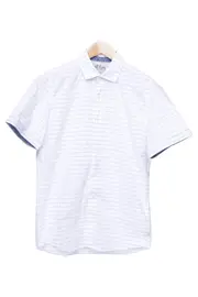 Vorschaubild 1 von Herren Freizeithemd Kurzarm Hemd Gr. 46/S Weiß Gestreift Casual