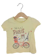 Vorschaubild 1 von Kinder T-Shirt Paris Motiv Gelb Gr. 86 Baumwolle Kurzarm