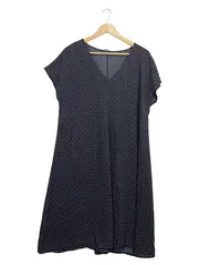 Vorschaubild 1 von Damen Freizeitkleid Gr. 42 Blau Muster V-Ausschnitt Kurzarm Trapez