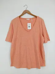 Vorschaubild 2 von Damen T-Shirt Orange Meliert Kurzarm Gr. 46 Freizeit Casual