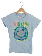 Vorschaubild 1 von Nirvana Fanshirt Damen Gr. S Hellblau Smiley Grunge Band T-Shirt