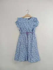 Vorschaubild 3 von Sommerkleid Mädchen Blumenmuster Rüschen Blau Gr. 122