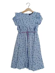 Vorschaubild 1 von Sommerkleid Mädchen Blumenmuster Rüschen Blau Gr. 122