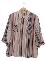 Vorschaubild 1 von Damen Bluse gestreift Mehrfarbig Gr. 44/XXL Casual Hemdbluse