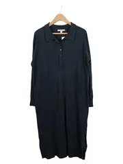 Vorschaubild 1 von Damen Blusenkleid Gr. 40/L Schwarz Casual Langarm Hemdblusenkleid