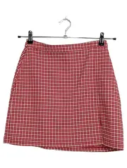 Vorschaubild 1 von Karierter A-Linienrock Damen Gr. S Rot Weiß Mini Preppy