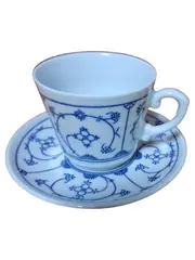Vorschaubild 1 von Tasse Untertasse Blau Saks Porzellan Blumen Traditionell Weiß 6.5cm