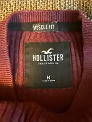 Vorschaubild 2 von Herren Strickpullover Muscle Fit Gr. M Bordeaux Rot Rippstrick
