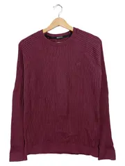 Vorschaubild 1 von Herren Strickpullover Muscle Fit Gr. M Bordeaux Rot Rippstrick