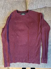 Vorschaubild 4 von Herren Strickpullover Muscle Fit Gr. M Bordeaux Rot Rippstrick