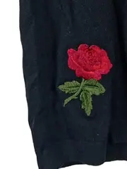 Vorschaubild 4 von Damen Pullover Gr. 40/L Schwarz mit Rosenstickerei & Rüschen