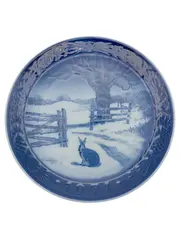 Vorschaubild 1 von Sammelteller Jahresteller 1971 Hase im Winter Blau 19 cm