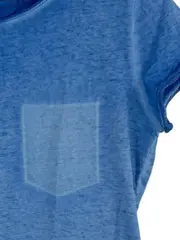 Vorschaubild 3 von EDC Damen T-Shirt mit Brusttasche Gr. 34/XS Blau Casual Baumwolle