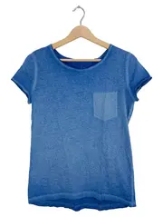 Vorschaubild 1 von EDC Damen T-Shirt mit Brusttasche Gr. 34/XS Blau Casual Baumwolle