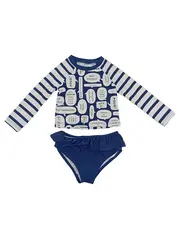Vorschaubild 1 von Kate Spade Kinder Badeanzug Gr. 86 Blau Gestreift Maritim Langarm Rüschen