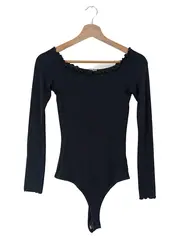 Vorschaubild 1 von Damen Body Rippstrick Schwarz Gr. 34/XS Langarm Feminin