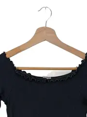 Vorschaubild 2 von Damen Body Rippstrick Schwarz Gr. 34/XS Langarm Feminin