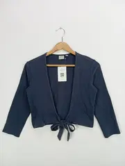Vorschaubild 1 von Damen Sweatjacke Gr. 36/S Blau Klassisch Bolero mit Schleife
