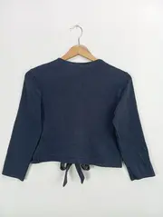 Vorschaubild 2 von Damen Sweatjacke Gr. 36/S Blau Klassisch Bolero mit Schleife