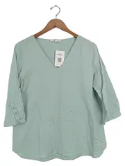Vorschaubild 1 von Damen Leinen Bluse Gr. 38 Grün Casual 3/4-Arm