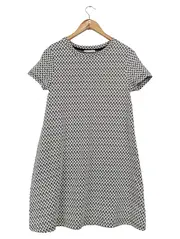 Vorschaubild 1 von Damen Freizeitkleid Gr. 38/M Schwarz Weiß Geometrisch Muster Casual
