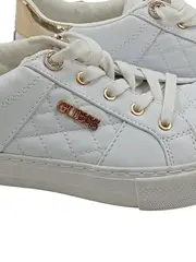 Vorschaubild 3 von Damen Sneaker Low Weiß Gold Gesteppt Gr. 38 Leder-Optik