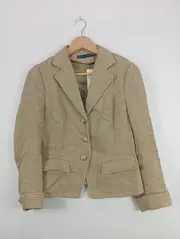 Vorschaubild 2 von Blazer Damen Beige Klassisch Leinen Strukturmuster Gr. 36/S