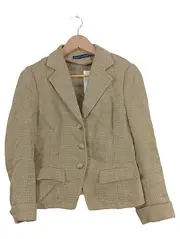 Vorschaubild 1 von Blazer Damen Beige Klassisch Leinen Strukturmuster Gr. 36/S