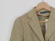 Vorschaubild 5 von Blazer Damen Beige Klassisch Leinen Strukturmuster Gr. 36/S