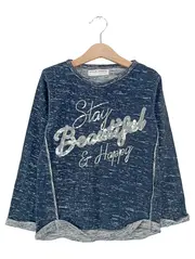 Vorschaubild 1 von Kinder Pullover Blau Gr. 116 Casual Schriftzug Pailletten