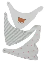 Vorschaubild 1 von Baby Lätzchen 3er Pack Fuchs Herz Streifen Weiß Dreieckstuch