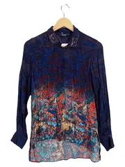 Vorschaubild 1 von Damen Bluse XS 34 Mehrfarbig Farbenfroh Viskose Langarm Shirt