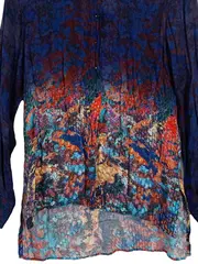 Vorschaubild 3 von Damen Bluse XS 34 Mehrfarbig Farbenfroh Viskose Langarm Shirt