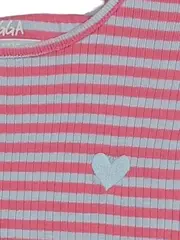 Vorschaubild 2 von Mädchen T-Shirt Gr. 134/140 Rosa Gestreift Herz-Applikation