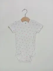 Vorschaubild 1 von Baby Body Gr. 74 Weiß gepunktet Kurzarm Baumwolle