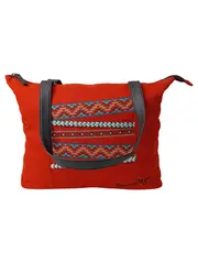 Vorschaubild 1 von Damen Shopper Tasche Rot Baumwolle Ethno Muster 44x30cm