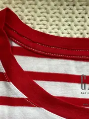 Vorschaubild 4 von Damen T-Shirt Gestreift Logo Rot Weiß Gr. 32/XXS