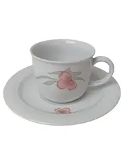 Vorschaubild 1 von Tasse und Unterteller Weiß Klassisch mit Blumenmuster Porzellan