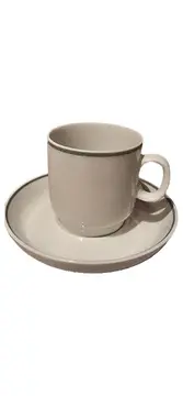 Vorschaubild 1 von Thomas Germany Kaffeetasse mit Untertasse Porzellan Weiß Grauer Rand
