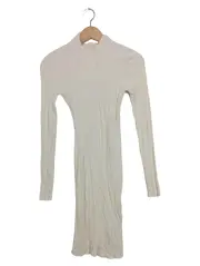 Vorschaubild 1 von Damen Strickkleid Langarm Rollkragen Beige Gr. 36/S Modern