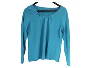 Vorschaubild 1 von Damen Langarmshirt Gr. 46 Türkis Casual Baumwolle