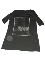 Vorschaubild 1 von Damen Langarmshirt Gr. 44/XXL Schwarz Casual Schriftzug Glitzer